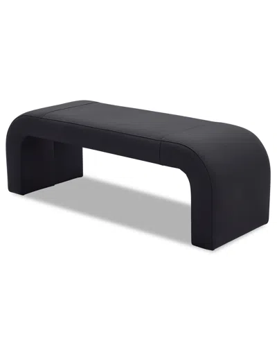 Macy's Furniture Clarie Leather Ottoman In Black