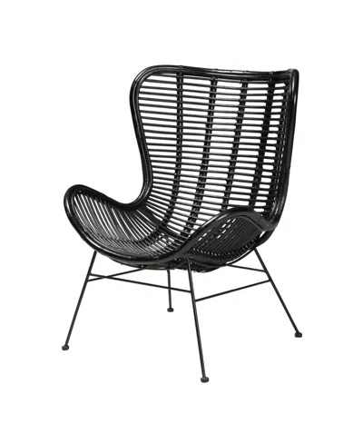 Macy's Furniture Colorado 32.3" Rattan Bohemian Accent Chair In Black