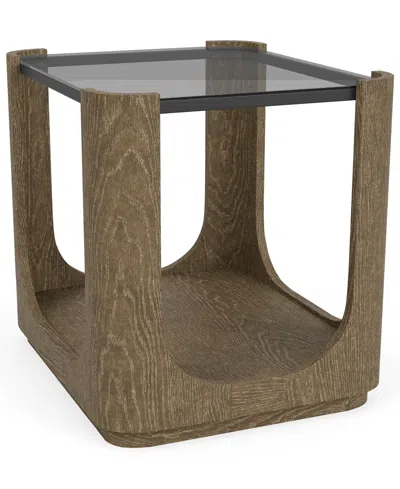 Macy's Furniture Dante 24" Glass Occasional End Table In Brown