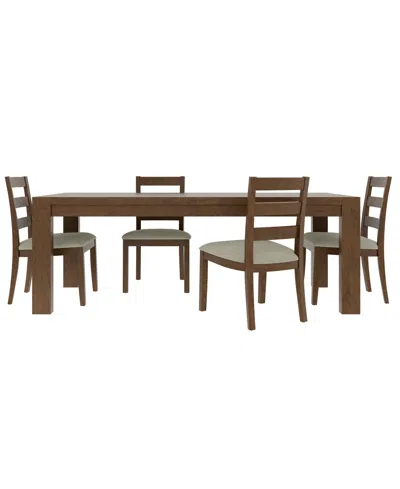 Macy's Furniture Davie Cracked Oak And Fabric 5-pc. Rectangle Dining Set