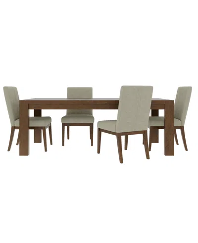 Macy's Furniture Davie Cracked Oak And Fabric 5-pc. Rectangle Dining Set