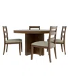 Macy's Furniture Davie Cracked Oak And Fabric 54" Round 5-pc. Dining Set