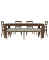 Macy's Furniture Davie Cracked Oak And Fabric Rectangle 6-pc. Dining Set