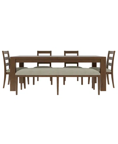 Macy's Furniture Davie Cracked Oak And Fabric Rectangle 6-pc. Dining Set