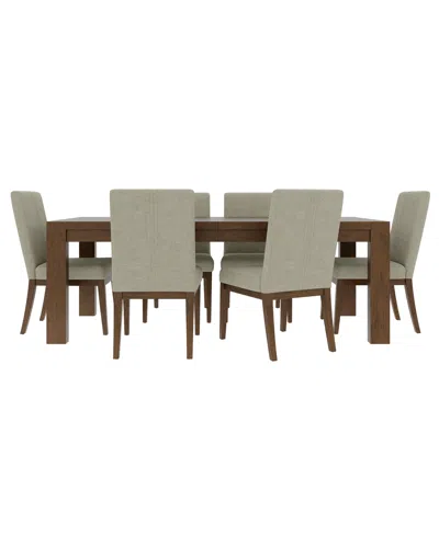 Macy's Furniture Davie Cracked Oak And Fabric Rectangle 7-pc. Dining Set