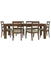 Macy's Furniture Davie Cracked Oak And Fabric Rectangle 7-pc. Dining Set