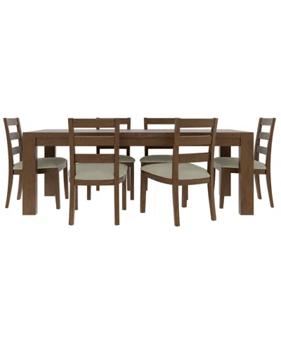 Macy's Furniture Davie Cracked Oak And Fabric Rectangle 7-pc. Dining Set