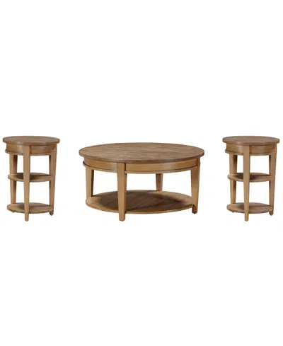 Macy's Furniture Dawnwood 3-pc. Occasional Round Table Set In Brown