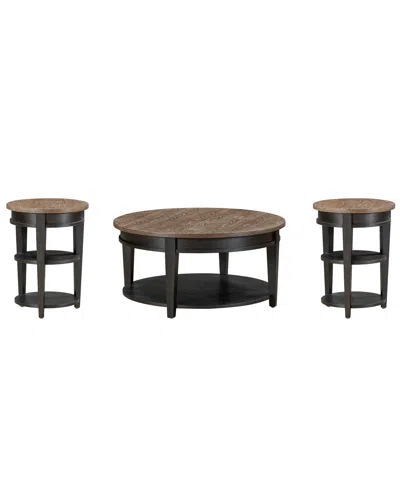 Macy's Furniture Dawnwood 3-pc. Occasional Round Table Set In Brown