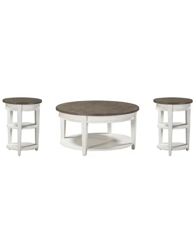 Macy's Furniture Dawnwood 3-pc. Occasional Round Table Set In White
