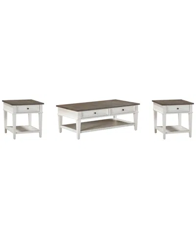 Macy's Furniture Dawnwood 3-pc. Wood Occasional Rectangle Table Set In White