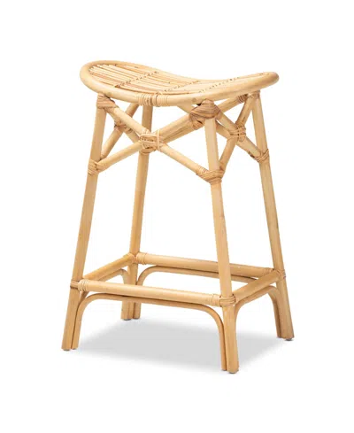 Macy's Furniture Elgon 13.2" Rattan Bohemian Counter Stool In Brown
