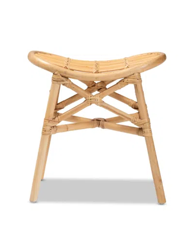 Macy's Furniture Elgon 18.5" Rattan Bohemian Footstool In Brown