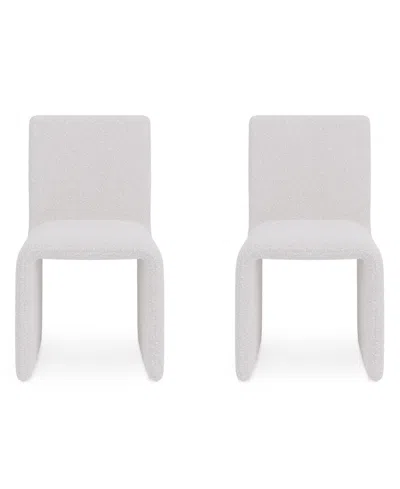 Macy's Furniture Emila 2-pc. Fabric Upholstered Dining Chair Set In White