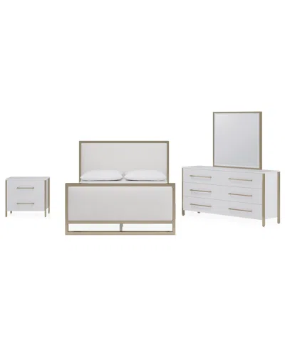 Macy's Furniture Emila 3-pc. Cal. King Bed Set Upholstered Cal. King Bed, 2-drawer Nightstand And Dresser In White