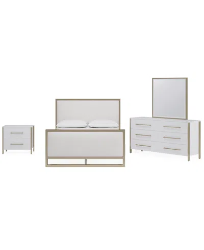 Macy's Furniture Emila 3-pc. Full Bed Set Upholstered Full Bed, 2-drawer Nightstand And Dresser In White