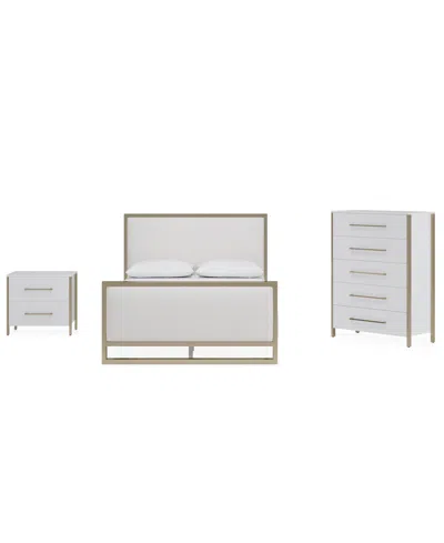 Macy's Furniture Emila 3-pc. Upholstered Full Bedroom Set Bed, 2-drawer Nightstand And Chest In White