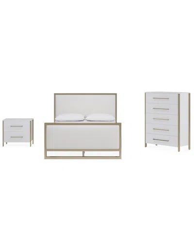 Macy's Furniture Emila 3-pc. Upholstered Queen Bedroom Set Bed, 2-drawer Nightstand And Chest In White