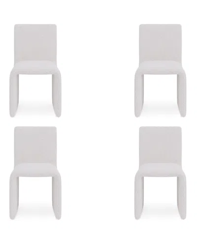 Macy's Furniture Emila 4-pc. Fabric Upholstered Dining Chair Set In White
