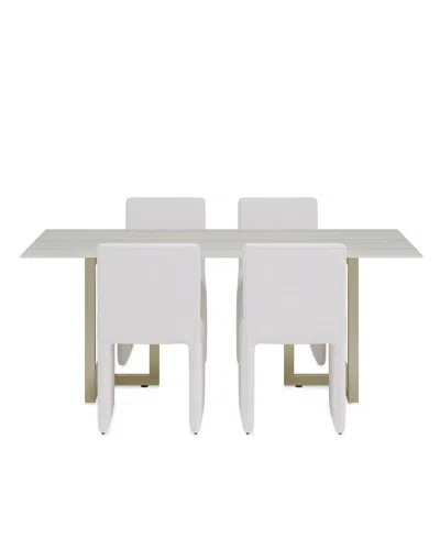 Macy's Furniture Emila 5-pc. Dining Set (rectangular Table & 4 Upholstered Chairs) In White
