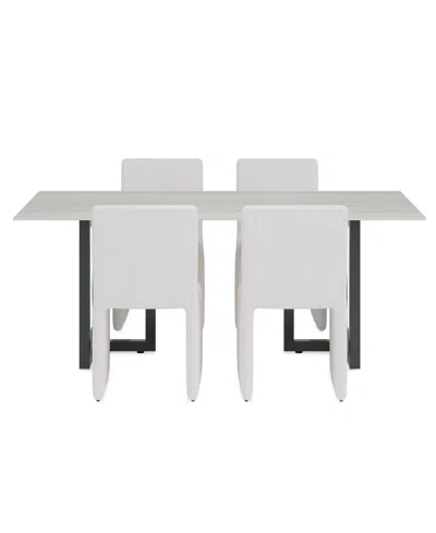 Macy's Furniture Emila 5-pc. Dining Set (rectangular Table & 4 Upholstered Chairs) In White