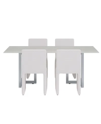 Macy's Furniture Emila 5-pc. Dining Set (rectangular Table & 4 Upholstered Chairs) In White