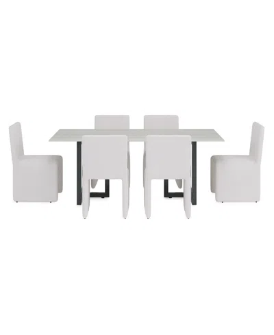 Macy's Furniture Emila 5-pc. Dining Set (rectangular Table & 4 Upholstered Chairs) In White