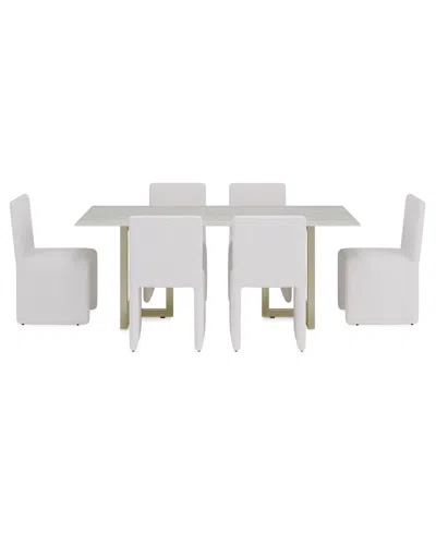 Macy's Furniture Emila 5-pc. Dining Set (rectangular Table & 4 Upholstered Chairs) In White