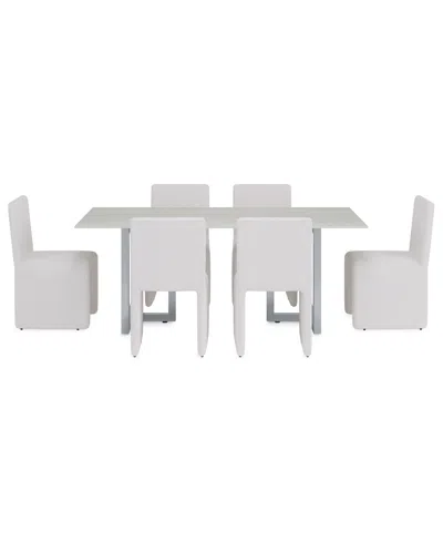 Macy's Furniture Emila 5-pc. Dining Set (rectangular Table & 4 Upholstered Chairs) In White