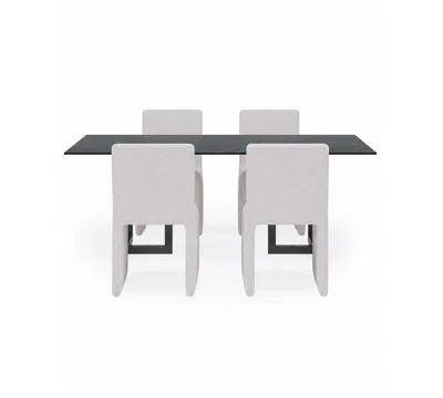 Macy's Furniture Emila 5-pc. Dining Set (rectangular Table & 4 Upholstered Chairs) In Multi