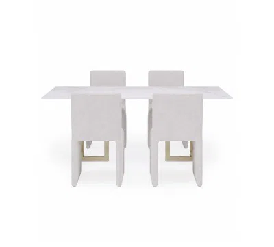 Macy's Furniture Emila 5-pc. Dining Set (rectangular Table & 4 Upholstered Chairs) In White