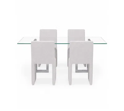 Macy's Furniture Emila 5-pc. Dining Set (rectangular Table & 4 Upholstered Chairs) In White