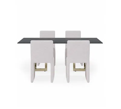 Macy's Furniture Emila 5-pc. Dining Set (rectangular Table & 4 Upholstered Chairs) In Gray