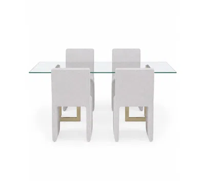 Macy's Furniture Emila 5-pc. Dining Set (rectangular Table & 4 Upholstered Chairs) In Multi