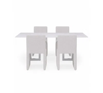 Macy's Furniture Emila 5-pc. Dining Set (rectangular Table & 4 Upholstered Chairs) In Gray