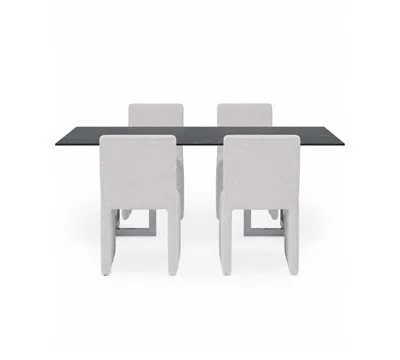 Macy's Furniture Emila 5-pc. Dining Set (rectangular Table & 4 Upholstered Chairs) In Gray