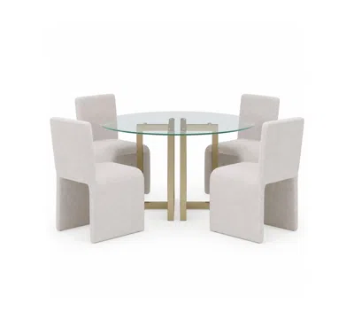 Macy's Furniture Emila 5-pc. Dining Set (round Table & 4 Upholstered Chairs) In Gray