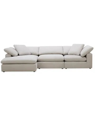 Macy's Fog 3-pc Fabric Chaise Sectional In Gray