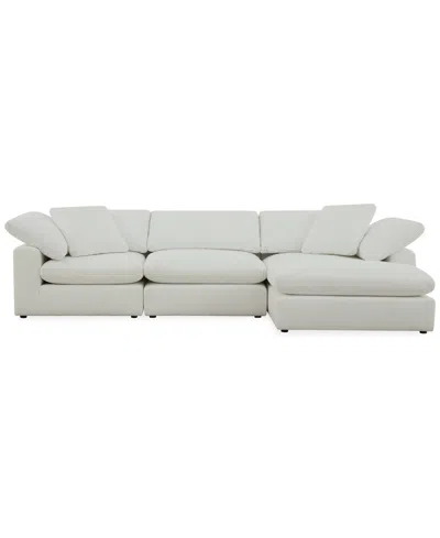 Macy's Fog 3-pc Fabric Chaise Sectional In White