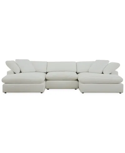 Macy's Furniture Fog 3-pc. Fabric Chaise Sectional Sofa Set In White