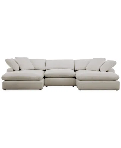 Macy's Furniture Fog 3-pc. Fabric Chaise Sectional Sofa Set In White