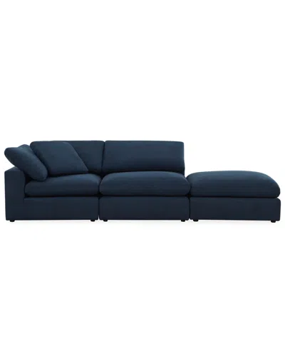 Macy's Furniture Fog 3-pc. Fabric L-sectional Ottoman End Sofa Set In Blue