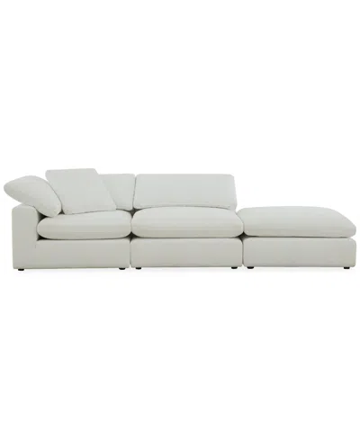 Macy's Furniture Fog 3-pc. Fabric L-sectional Ottoman End Sofa Set In White