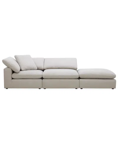 Macy's Furniture Fog 3-pc. Fabric L-sectional Ottoman End Sofa Set In White