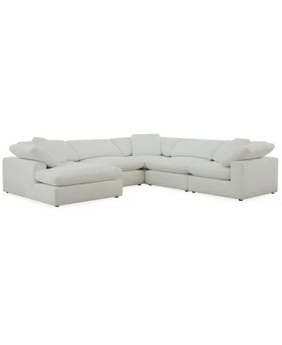 Macy's Furniture Fog 5-pc. Fabric Chaise L-sectional Sofa Set In White
