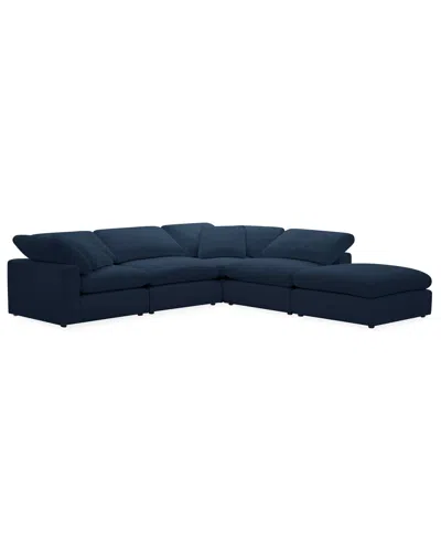 Macy's Furniture Fog 5-pc. Fabric L-sectional Ottoman End Sofa Set In Blue