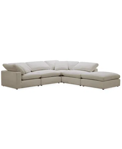 Macy's Furniture Fog 5-pc. Fabric L-sectional Ottoman End Sofa Set In Neutral
