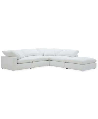 Macy's Furniture Fog 5-pc. Fabric L-sectional Ottoman End Sofa Set In White