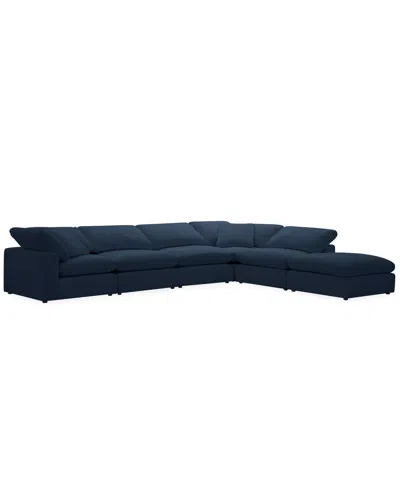 Macy's Furniture Fog 6-pc. Fabric L-sectional Ottoman End Sofa Set In Blue