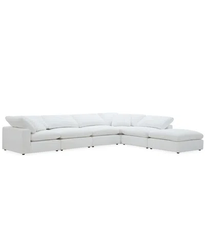 Macy's Furniture Fog 6-pc. Fabric L-sectional Ottoman End Sofa Set In White